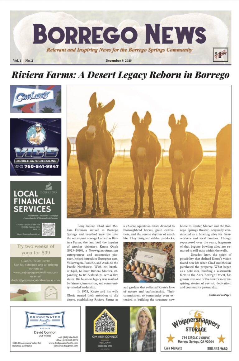 Borrego News December 9th, 2025 Vol 1 No 2