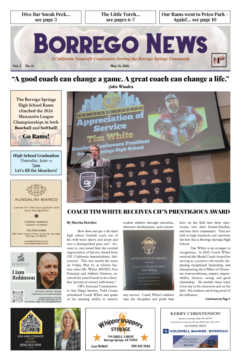 Borrego News May 26th, 2026 – VOL 2 NO 11