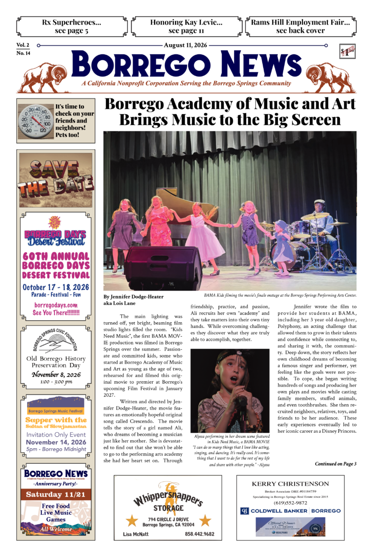Borrego News August 11, 2026, Vol. 2 No. 14