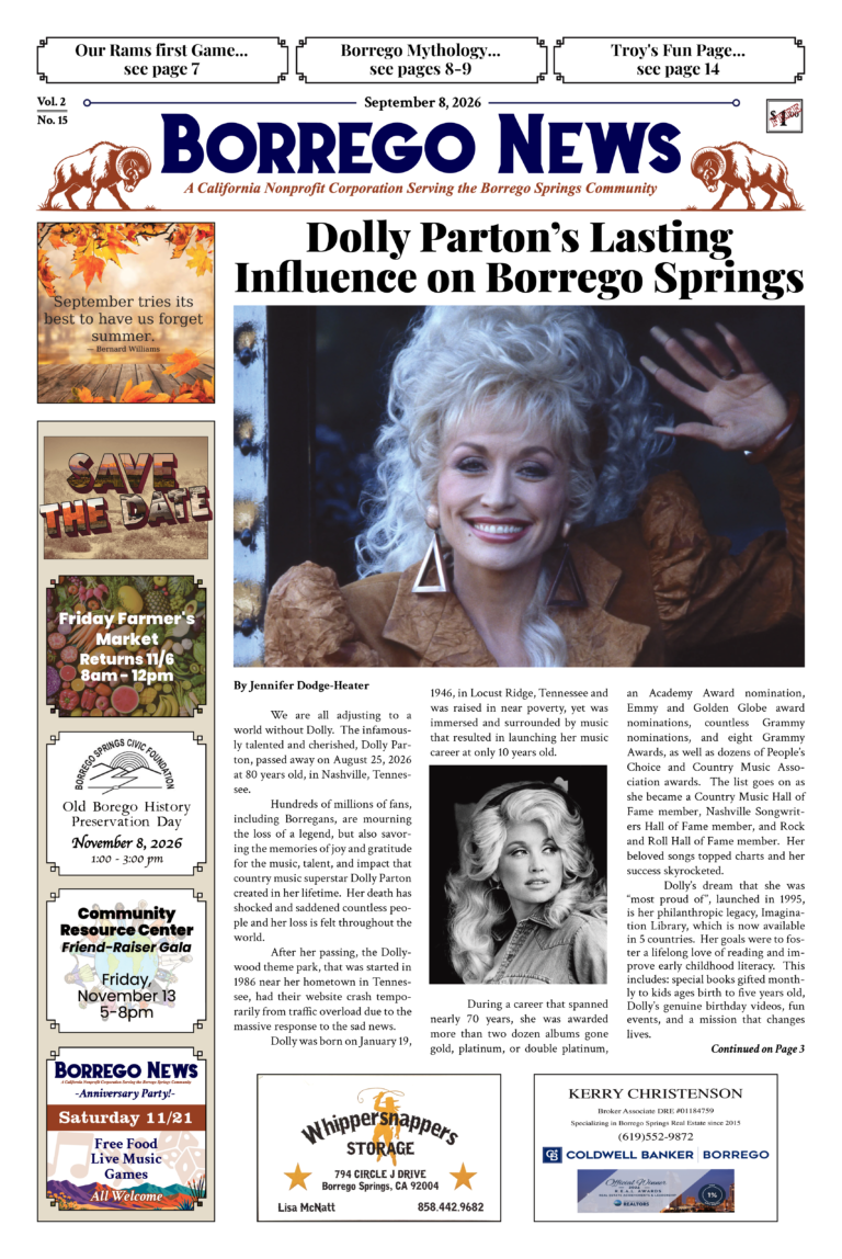 BORREGO NEWS SEPTEMBER 8, 2026 VOL. 2 ISSUE 15