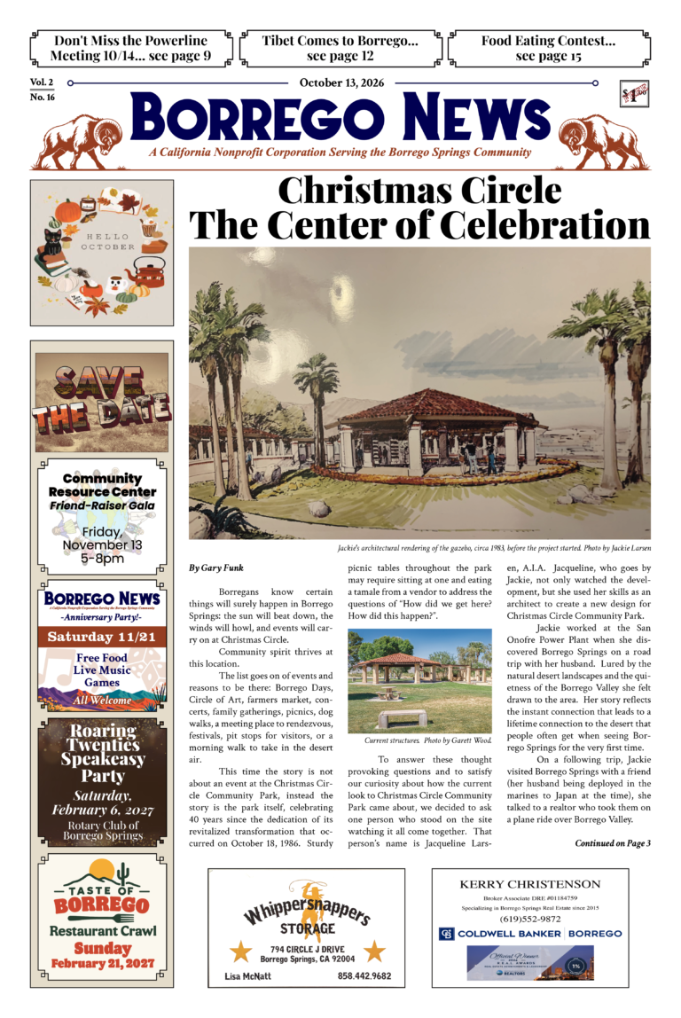 BORREGO NEWS OCTOBER 13, 2026 VOL. 2 NO. 16